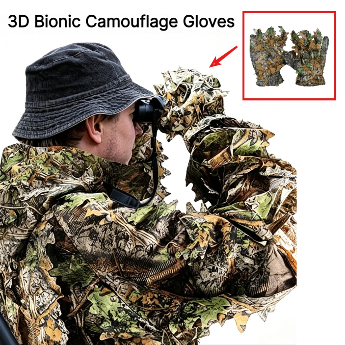 Outdoor Hunting Photography - 3D Camouflage Leaf Hunting Gloves Sneaky
