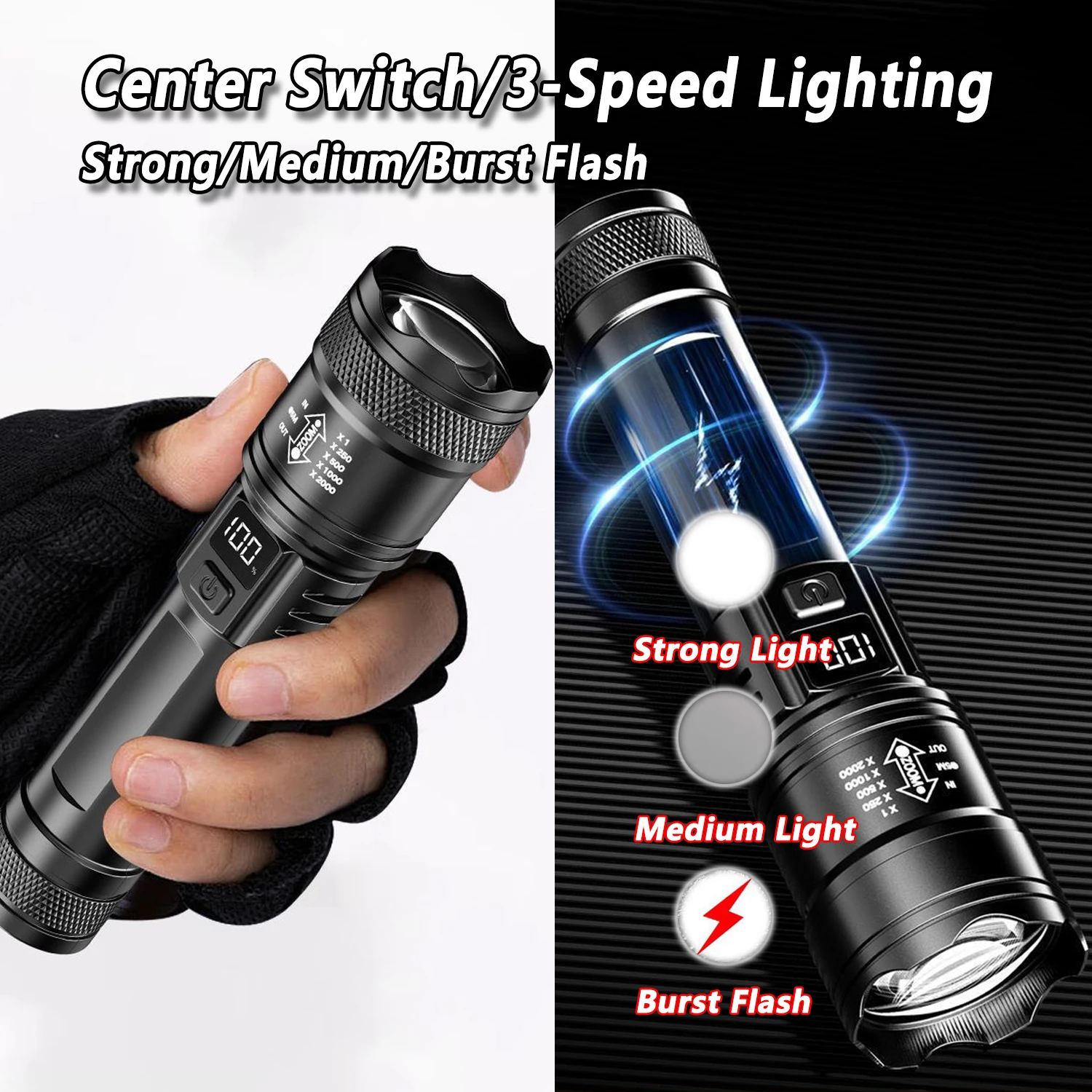 TY-908M Led Flashlight 2000LM  - Tactical Flashlight Rechargeable review and price